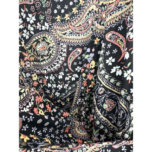 Torrid Paisley & Floral Print Black Faux Wrap Blouse With Flutter Sleeves Sz 3X - Picture 3 of 11